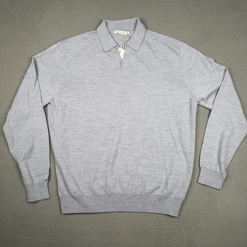 Collars & Co. Sweater Mens 2XL Gray Collared Australian Merino Wool Knit Top